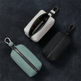 Portable Keychain Wallet for Men Women Large-Capacity Double Zipper Key Pouch Bag Suede Leather Key Case Unisex Coin Purse