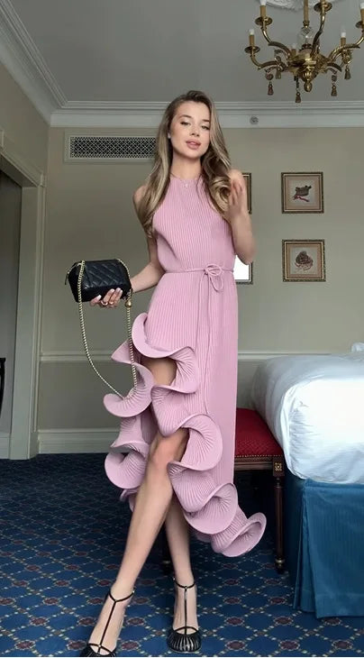 Summer Elegance: Women’s  Irregular Sleeveless Maxi Dress