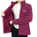Women's Fleece Zip-Up Jacket with Embroidered Stand Collar