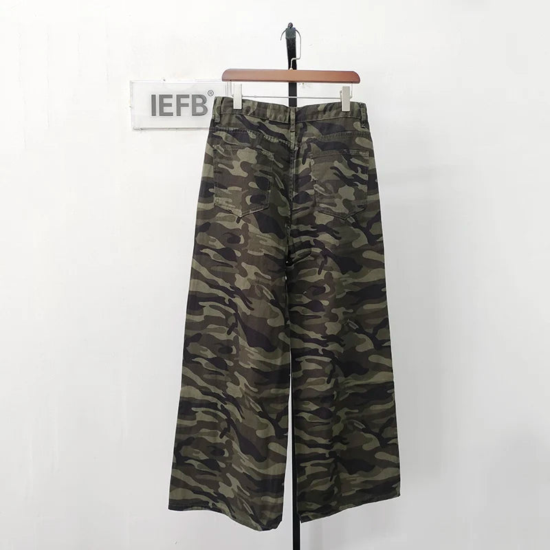Retro Washed Wide-Leg Denim Trousers