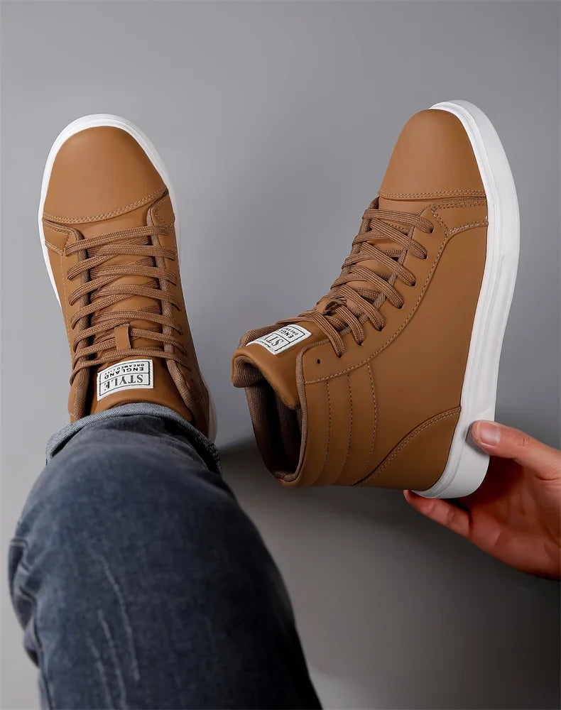 2026 Spring Fashion Red Men's Sneakers High Top Skateboarding Shoes for Men Women Comfortable Unisex Leather Sneakers Size 35-46