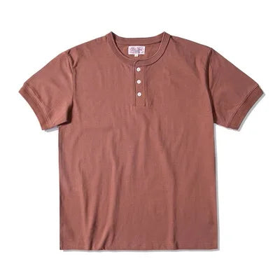 Heavyweight Cotton Henley Tee – Vintage Everyday Essential