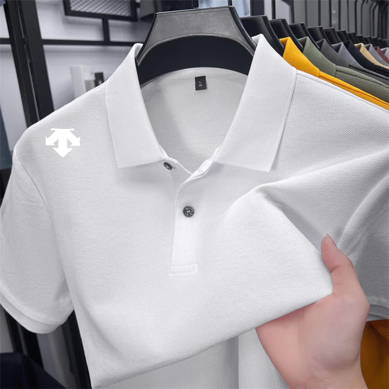 Men's Luxury Cotton Polo | Geometric Print Summer Shirt