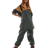 Fleece Bib Overalls - Adjustable Warm Winter Fuzzy Jumpsuit & Ski Pants