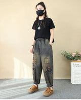 Women's Retro Embroidered High-Waist Jeans