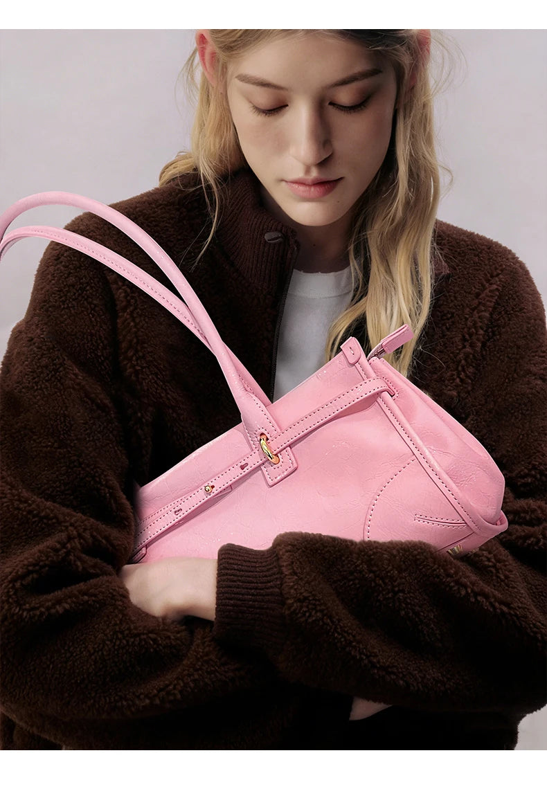 Bafelli Saffiano Leather Crossbody Tote with Chain Strap