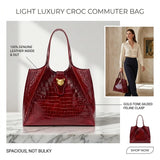 BAFELLI Croc-Embossed Genuine Leather Tote Bag