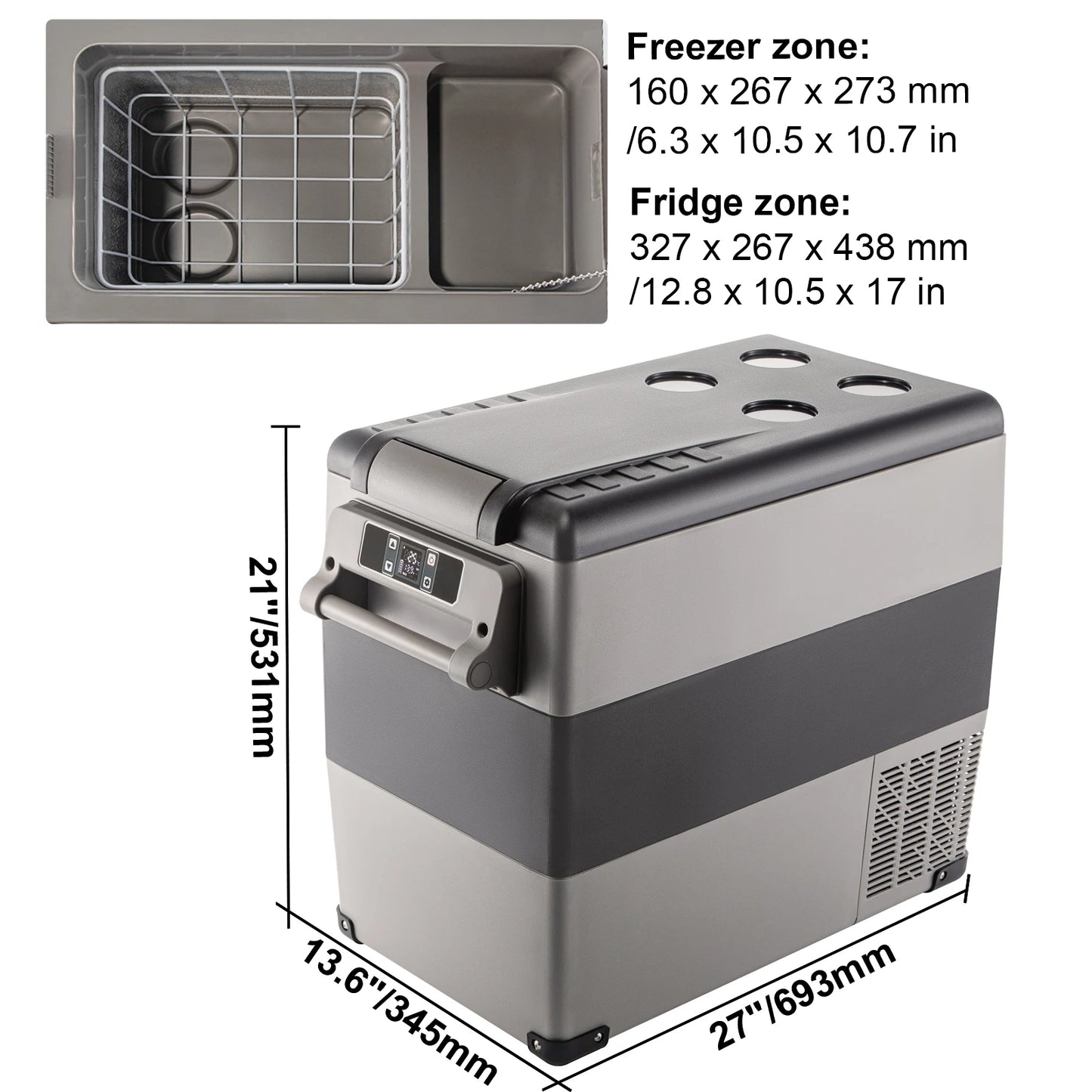 Succebuy 15-55L Portable Cooler Electric Compressor 12V/24V DC 110-240V AC Freezer Refrigerator for Home