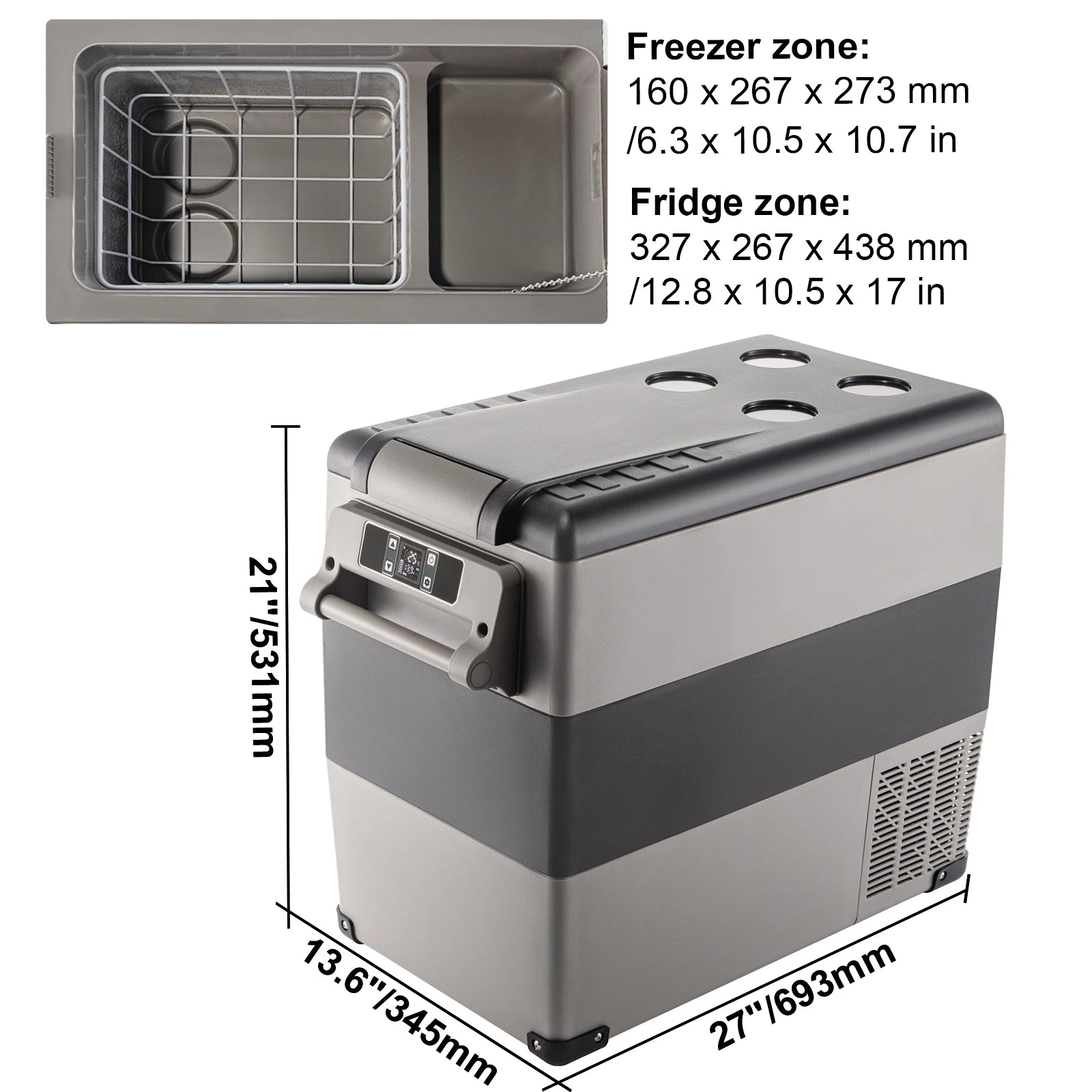 Succebuy 15-55L Portable Cooler Electric Compressor 12V/24V DC 110-240V AC Freezer Refrigerator for Home