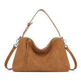 Russian Women's Genuine Suede Cowhide Leather Shoulder Bag Retro Frosted Cow Large Capacity Versatile Commuting Luxury Designer