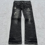 Y2K Retro Washed Double-Waisted Micro-Flare Jeans