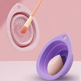 USA-Made Foldable Silicone Makeup Brush Cleaner & Powder Puff Washing Bowl