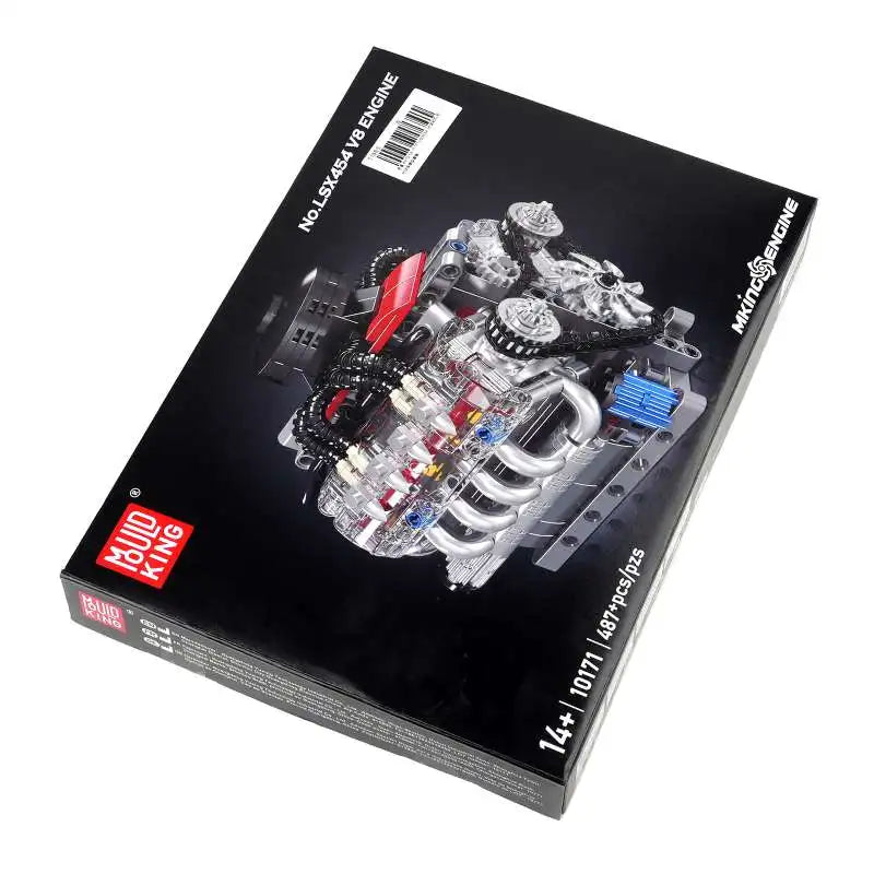 MOULD KING 10171 Technical Motorized LSX454 V8 Engine Building Block Toys Educational Car Bricks Children MOC Toys Gift For Kids