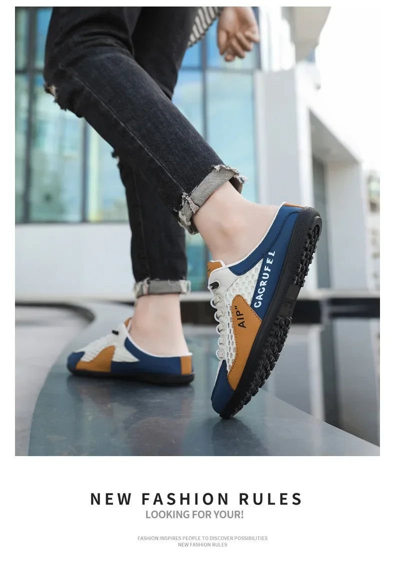 Men's Fashion Soft-Sun Half Slippers Summer Men Trendy Bottom Casual Shoes Soft Sole Support Shoes Sneakers Men's Shoes
