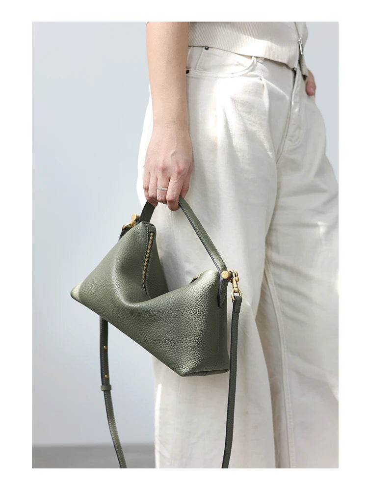 2024 Women Genuine Leather Luxury Handbags Small Size Versatile Cowhide Crossbody Bag Fashion Soft Messenger Purses