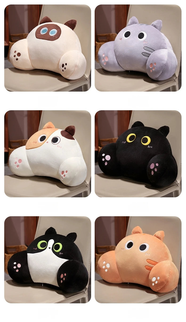 Thickened Cat Back Cushion Siamese Calico Cat Sofa Bed Chair Lumbar Support Cushion Comfortable Throw Pillow Home Decor Girl