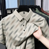 Men's Contrast Print Polo Shirt | Breathable Summer Knit