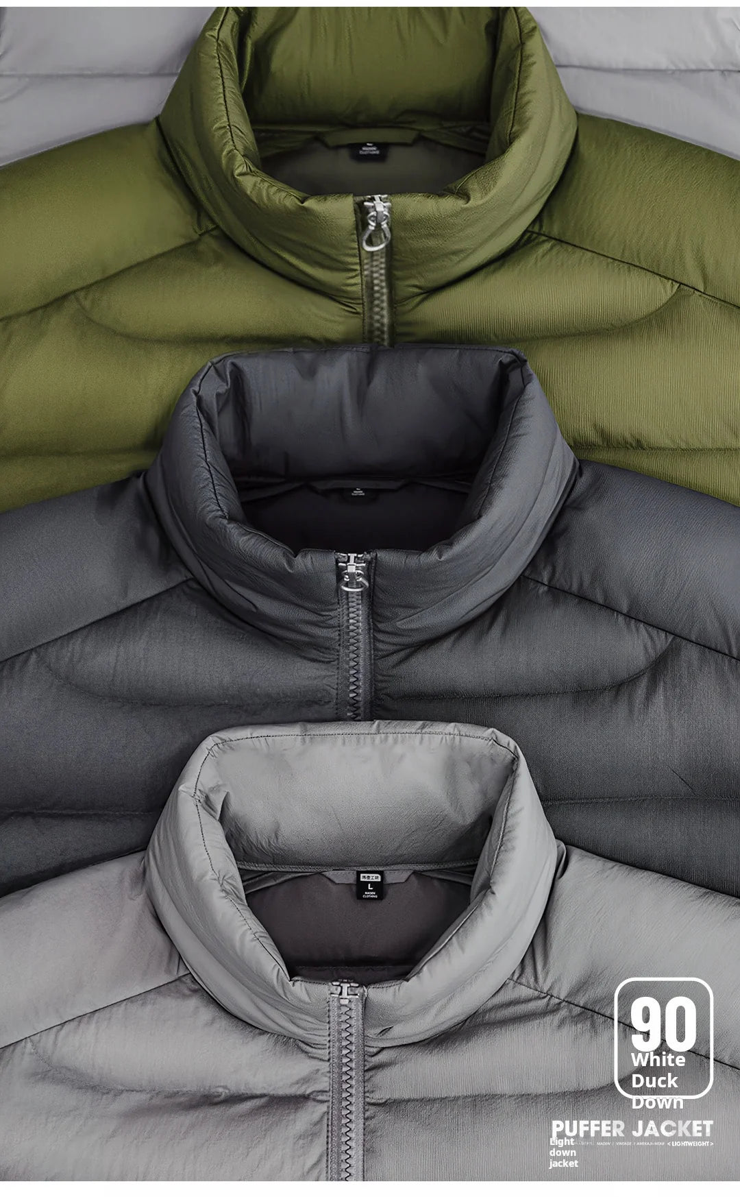 Maden Men's Lightweight Down Jacket | Stand Collar Puffer