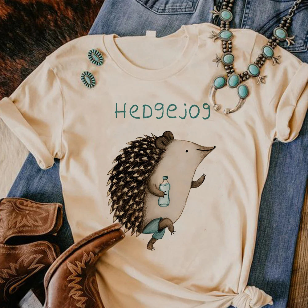 Hedgehog tshirt women comic streetwear summer t shirt female comic 2000s designer clothes
