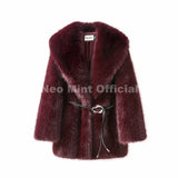 Elegant Winter Walnut Faux Fur Overcoat