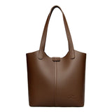 Genuine Brand Soft Leather Shoulder Bag For Women Casual Tote Bag Female Solid Color Purse Simple Design Handbag Commuting Sac