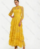 Customized Green Tulle High Quality Evening Dresses O-neck for Floor-Length Tiered A-line for Formal Evening Vestidos De Fiesta
