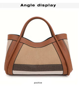 Aidrani  New retro checkered women's handbag, large capacity luxury bag, canvas genuine leather bag
