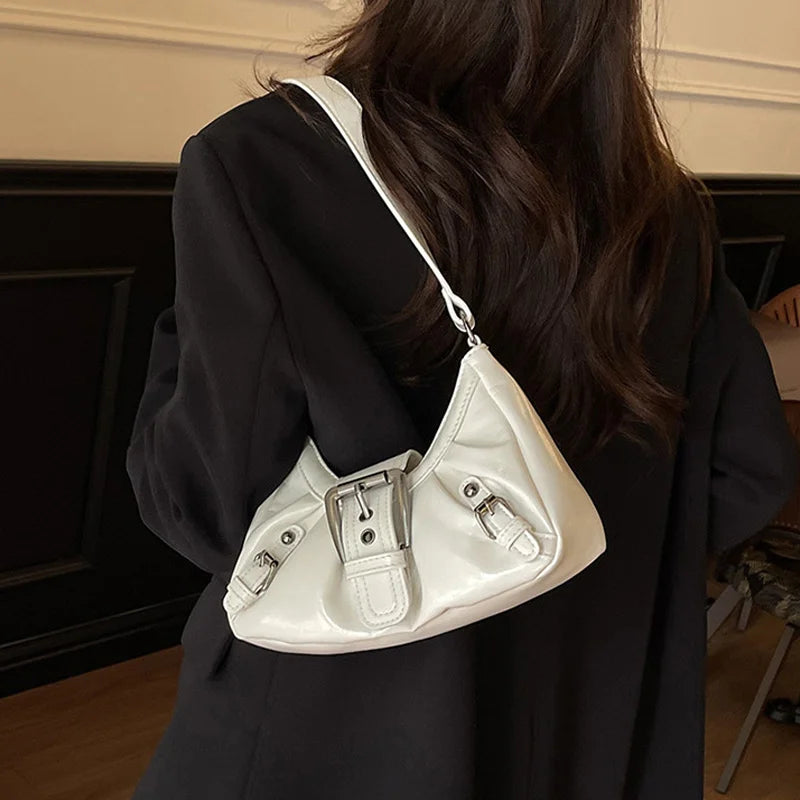 Y2K Retro Pleated Hobo Shoulder Bag for Women Hot Selling Maillard Style Underarm Bag Clutch Handbags for Travel Work Shopping