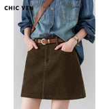 Chic Ven Women's Corduroy A-Line Mini Skirt