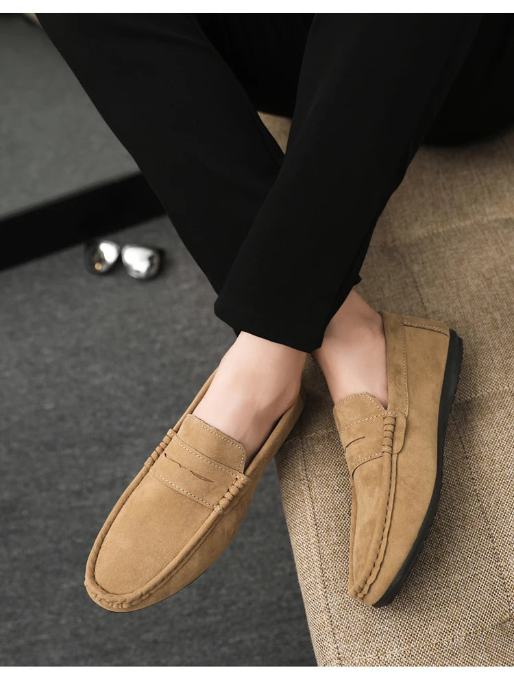 2026 Casual Men's Shoes Versatile Comfortable Work Shoes Driving Loafers Black, Grey, Khaki Three-Colour