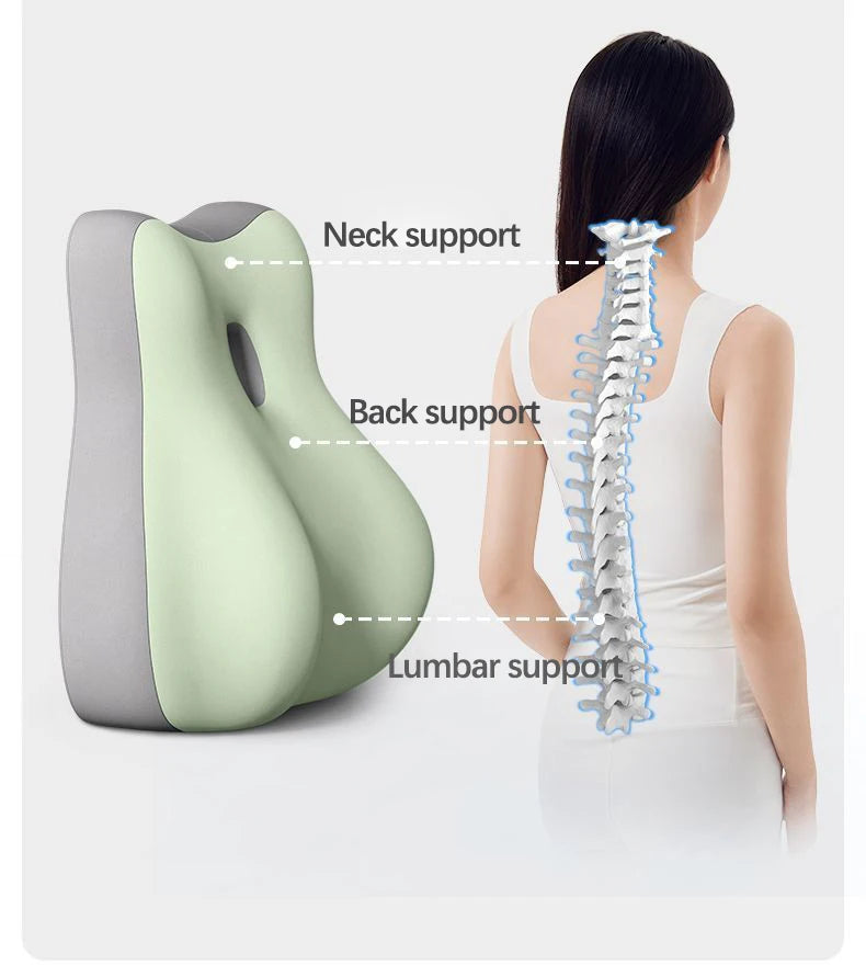 Ergonomic Memory Foam Waist Cushion Green Contoured Tummy Pillow Multi-Functional Support Pillow for Prone Sleep & Reading