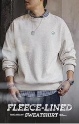 Maden Men's Gray Fleece Crewneck Sweatshirt