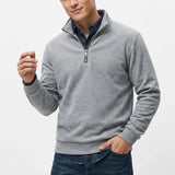 Mens Zip Up Jumper Mock Neck Warm Fleece Daily Knit Top Plain Tone Long Sleeve Pullover Outer Garment Tees for Guys Street
