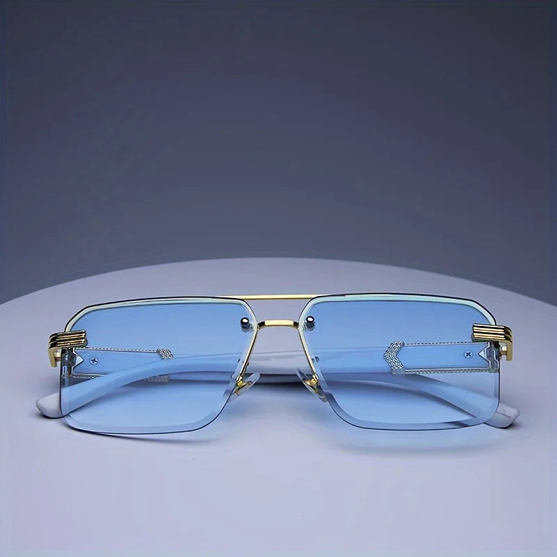 Rimless Rectangle Sunglasses – UV400 Unisex Shades