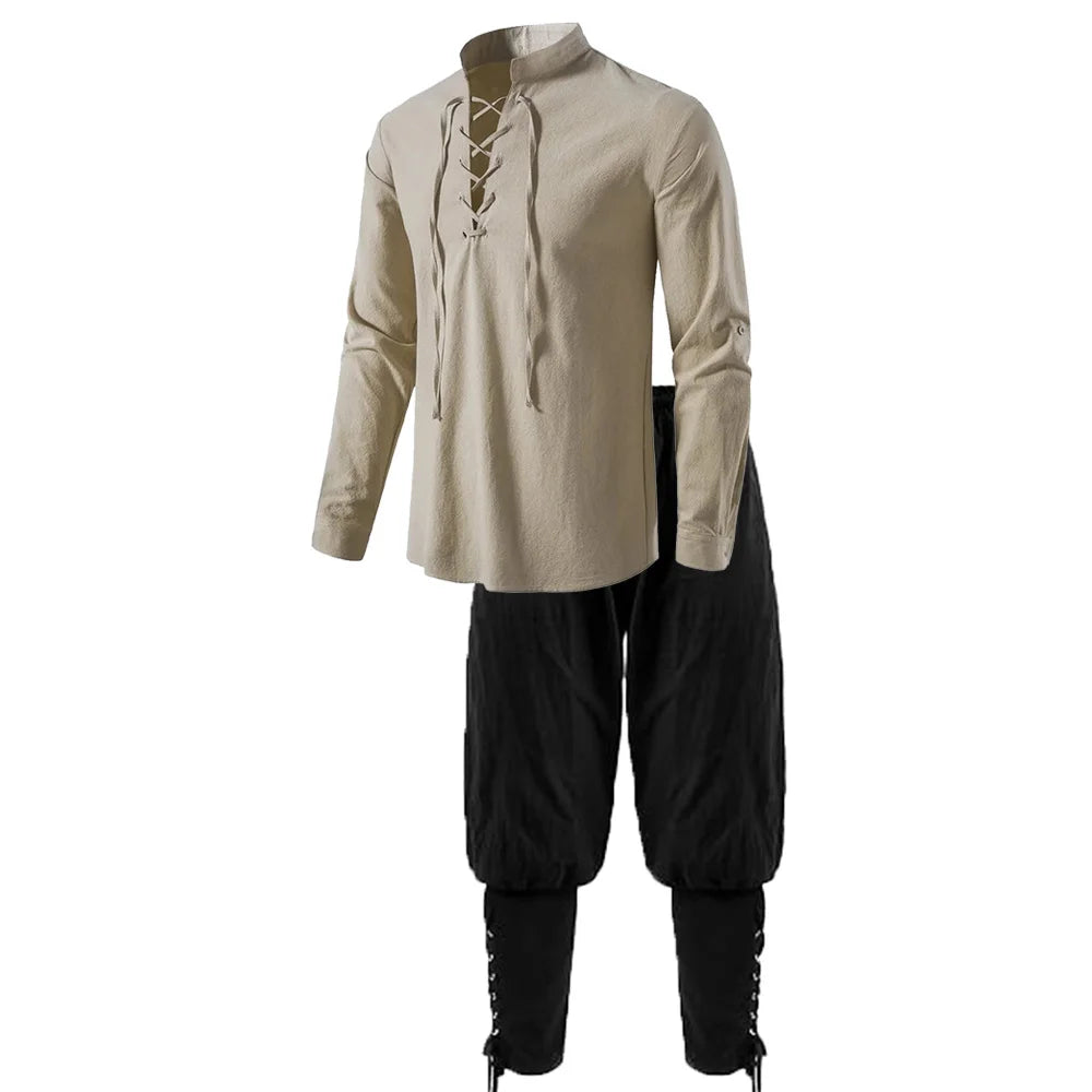 Men's Medieval Costume Set in Cotton Linen