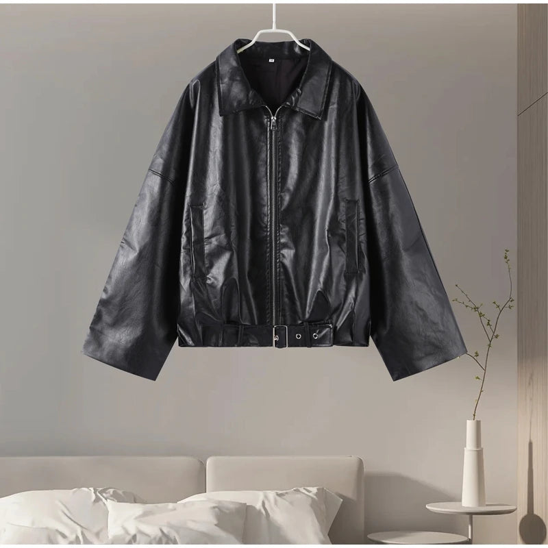 Chic Stand Collar Leather Jacket