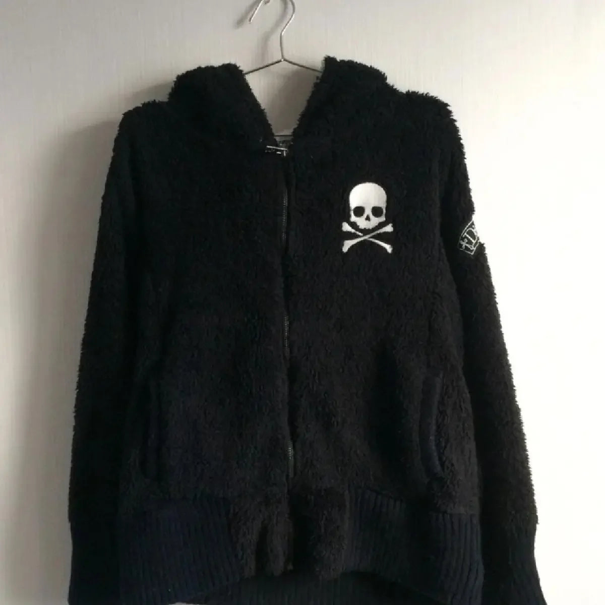 Y2k Lamb Wool Jackets Women Gothic Hoodies Cross Skull Grunge Zipper Sweatshirts Vintage Casual Hooded Coats Harajuku Streetwear
