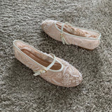 Embroidered Bead Ballet Flats | Breathable Mary Jane Sandal