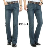 Male Bell Bottom Denim Trousers Slim Black Boot Cut Jeans Men's Clothing Casual Business Flares Pants
