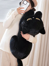 Black Cat Plush Pillow Soft Stuffed Lying Cat Cushion Cute Sleeping Cat Design Lovely Birthday Gift Idea for Cat Lovers