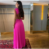 Backless Women Dress Cross Waist Long Dress Sleeveless Backless dresses A Line Ruched Evening Gown  Elegant Party Gown 2026 New