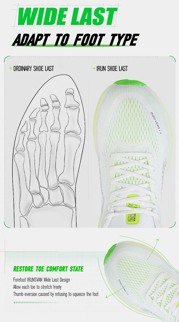 Irunsvan Qfeng1.0 Dual-color Dual-density Carbon Plated Running Shoes Shock-absorbing Lightweight Men's Water-repellent Sports