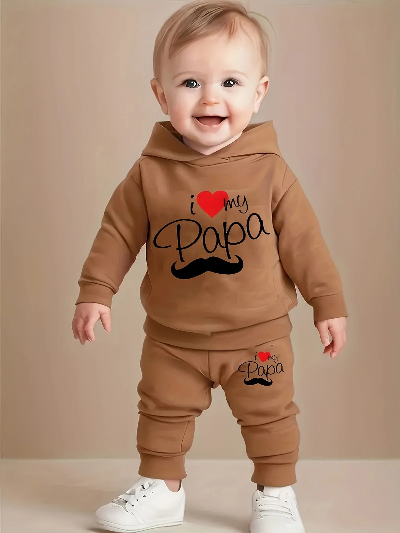 Baby Boy Fleece Hoodie & Sports Pants Set - Cozy Letter Print Tracksuit (6M-3Y)