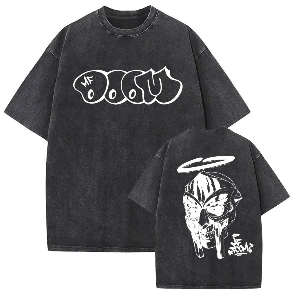 2025 Washed Vintage Rapper Mf Doom MM FOOD Graphic Print Tshirt Men Women Hip Hop Fashion T-shirts Male Casual
