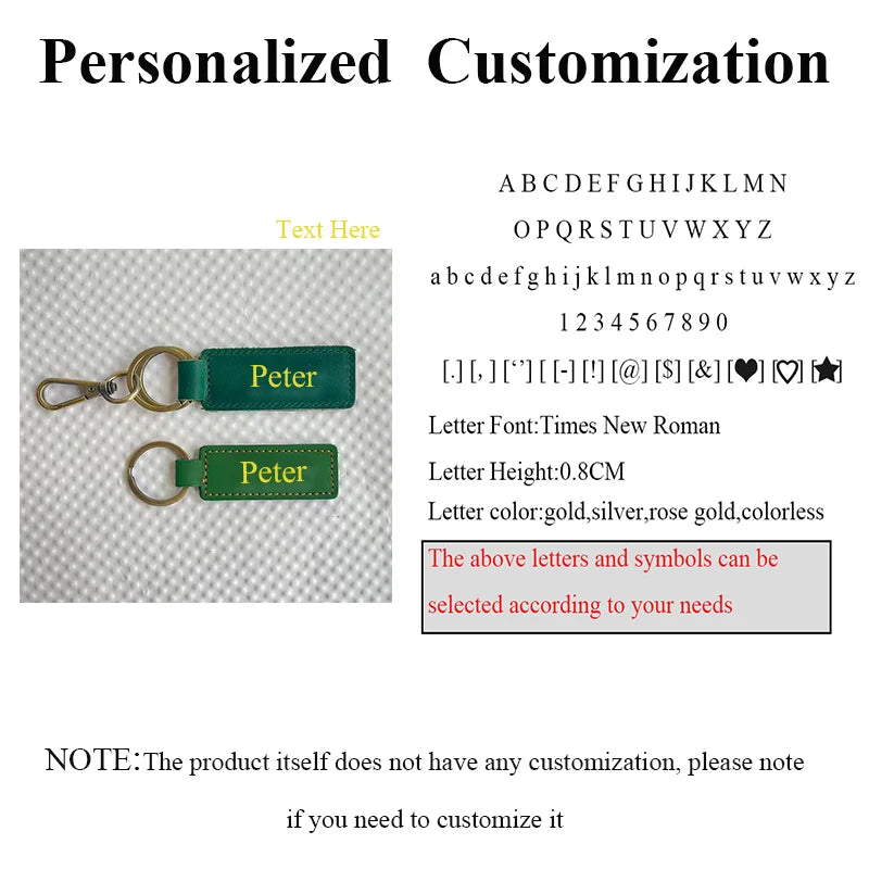 Free Customized Fashion Women Genuine Leather Keychain Vintage Creative Pendant Handmade Small Gift DIY Present Car Key Chain