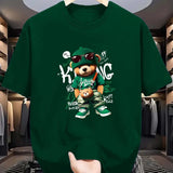 Men’s Geometric Bear Print 100% Cotton Oversized T-Shirt