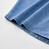 Heavy duty washed denim jacket for men vintage blue lapel long sleeved shirt style jacket casual and loose outer wear
