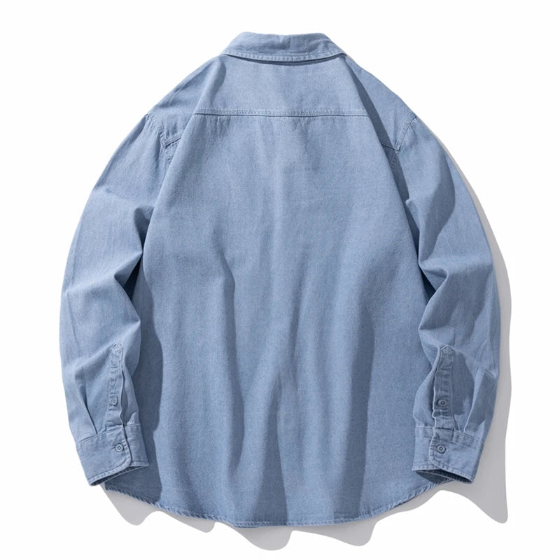 Classic Black Denim Shirt Men's Autumn New Fashion Loose Korean Casual Long-sleeved Jean Shirts Comfortable Male Clothes