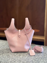 FIRMRANCH European And American Trend Cute Hand-Held Basket Ladies' Bucket Single Shoulder Cross-Body Bag Genuine Leather Purse