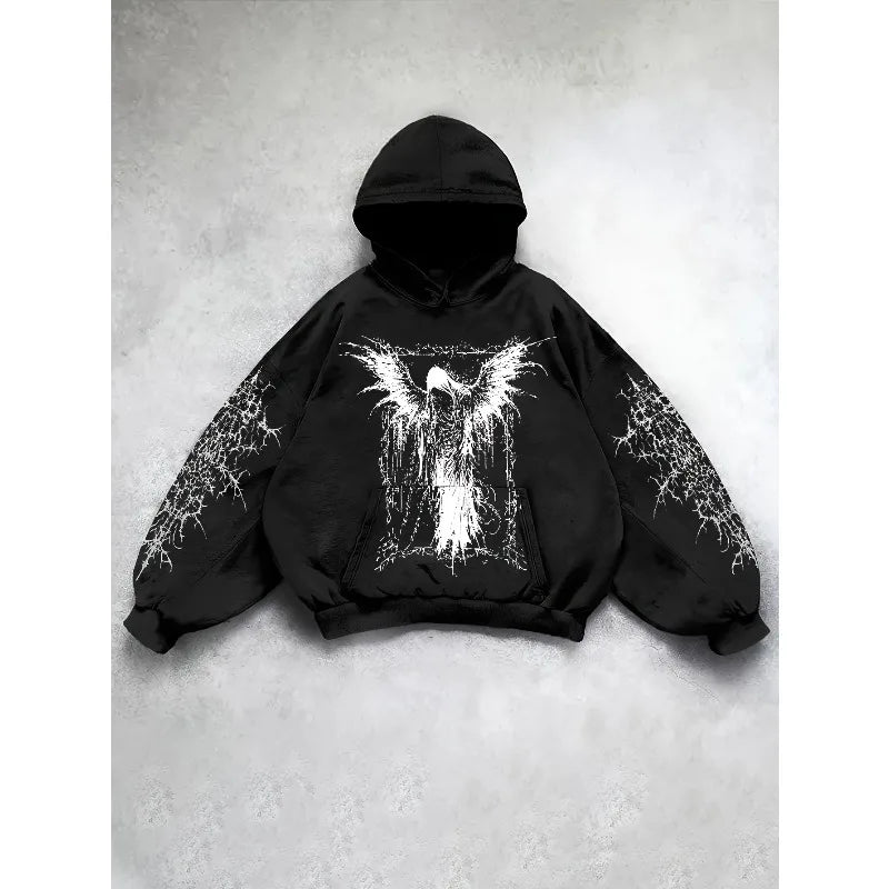 Dark Angel Gothic Print Pullover Hoodie